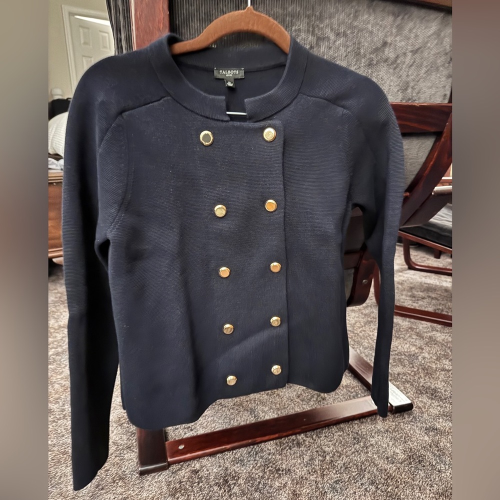 Bundle Talbots Dark Blue/Navy Sweater Cardigan & Vintage Sequins Vest
